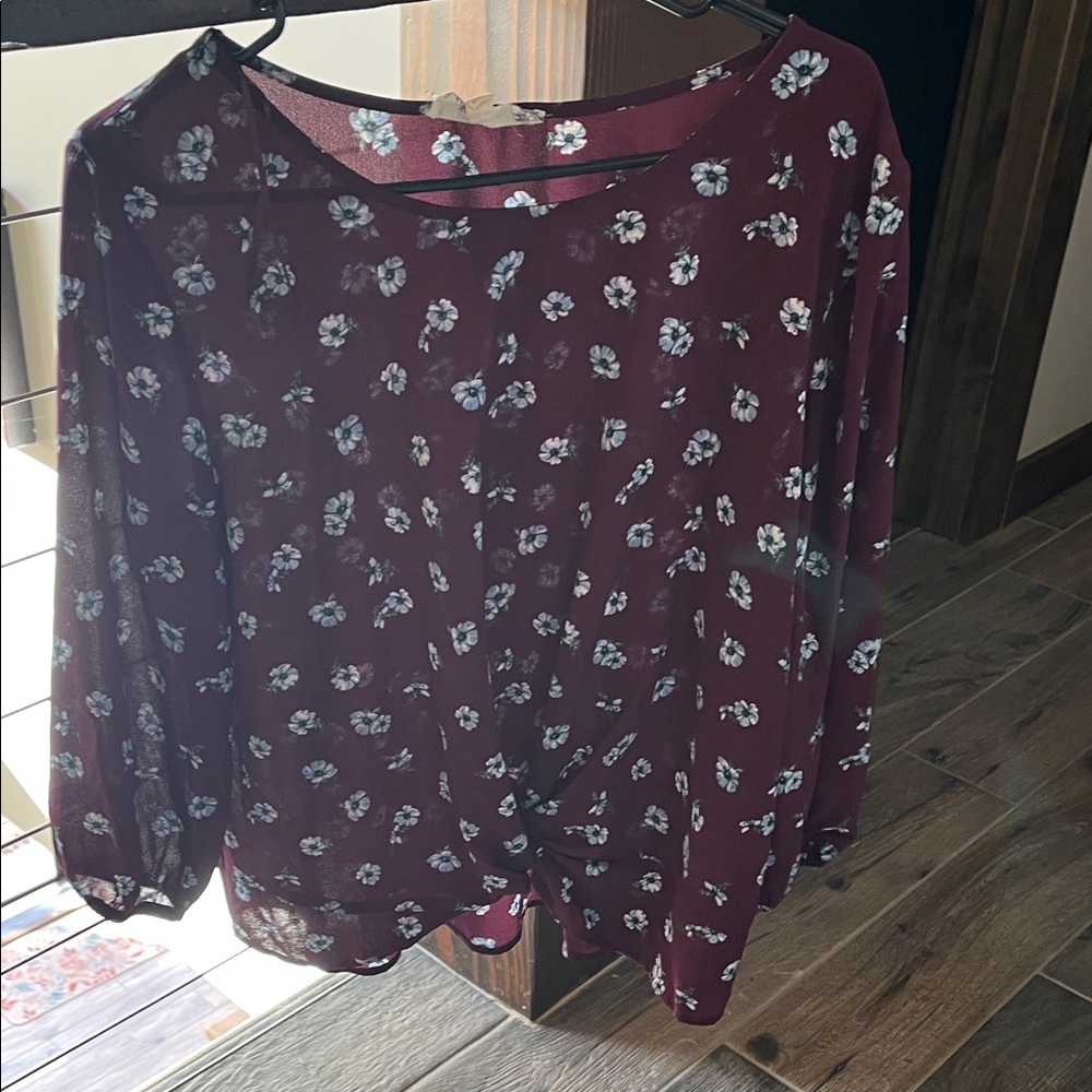 Pink Republic Burgundy Floral Blouse